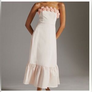 anthropologie light pink strapless dress size 2